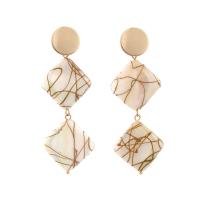 Shell Earrings Zinc Alloy with Shell Rhombus gold color plated Bohemian style & for woman nickel lead & cadmium free Sold By Pair