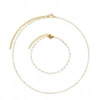 Edelstahl Schmucksets, 304 Edelstahl, mit Kunststoff Perlen, 2 Stück & verschiedene Stile für Wahl & für Frau, keine, 35cm,17cm, verkauft von PC