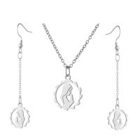 Fashion Stainless Steel Jewelry Sets earring & necklace Titanium Steel Vacuum Plating 2 pieces & for woman & hollow 75mm Length Approx 17.71 Inch Sold By PC