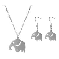 Fashion Stainless Steel Jewelry Sets earring & necklace Titanium Steel Elephant Vacuum Plating 2 pieces & for woman 36mm Length Approx 17.71 Inch Sold By Set