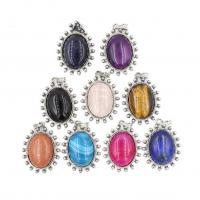 Gemstone Pendants Jewelry, with Tibetan Style, polished, different materials for choice, more colors for choice, 40x33mm, 5PCs/Lot, Sold By Lot