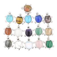 Gemstone Pendants Jewelry, with Tibetan Style, Turtle, polished, different materials for choice, more colors for choice, 40x31mm, 5PCs/Lot, Sold By Lot