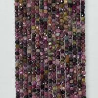 Gemstone Jewelry Beads, Tourmaline, Square, polished, different materials for choice, multi-colored, 4x4mm, Sold Per Approx 14.96 Inch Strand