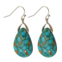 Turquoise Earring 316 Stainless Steel with turquoise polished fashion jewelry & for woman blue 44mm Sold By Lot