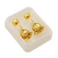 Stainless Steel Stud Earrings 316 Stainless Steel Rose Vacuum Plating fashion jewelry & for woman & with rhinestone golden Sold By Lot