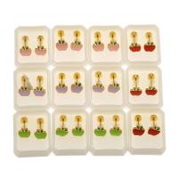 Stainless Steel Stud Earrings 316 Stainless Steel Apple Vacuum Plating fashion jewelry & for woman & enamel mixed colors Sold By Lot