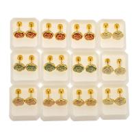 Stainless Steel Stud Earrings 316 Stainless Steel Rose Vacuum Plating fashion jewelry & for woman & enamel mixed colors Sold By Lot
