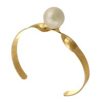 Stainless Steel Bangle 316 Stainless Steel with ABS Plastic Pearl Vacuum Plating fashion jewelry & for woman golden 7mm Sold By PC