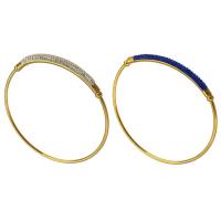 Stainless Steel Bangle, 316 Stainless Steel, Vacuum Plating, fashion jewelry & for woman & with rhinestone, more colors for choice, 2mm, Inner Diameter:Approx 61mm, Sold By PC