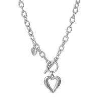 Stainless Steel Jewelry Necklace, 304 Stainless Steel, Heart, Unisex & hollow, original color, 21x22mm, Length:Approx 50 cm, Sold By PC
