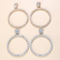 Rhinestone Earring Zinc Alloy Donut plated for woman & with rhinestone & hollow 100mm Sold By Pair
