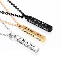 Titanium Steel Necklace Rectangle Vacuum Ion Plating cross chain & Unisex & with letter pattern Length Approx 50 cm Sold By PC