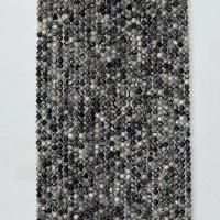 Gemstone smykker perler, Black Silk Stone, Runde, poleret, forskellig størrelse for valg, sort, Solgt Per Ca. 14.96 inch Strand