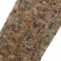 Mondstein Perlen, Quadrat, poliert, facettierte, erdgelb, 4x4mm, verkauft per ca. 14.96 ZollInch Strang
