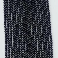 Dragi kamen perle Nakit, Schorl, Krug, prirodan, različite veličine za izbor, crn, Prodano Per Približno 14.96 inčni Strand