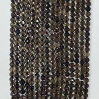 Natural Smoky Quartz Beads Flat Round & faceted tan Sold Per Approx 14.96 Inch Strand
