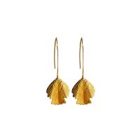 Tibetan Style Drop Earrings, Ginkgo Leaf, gold color plated, fashion jewelry & for woman, nickel, lead & cadmium free, 73x25mm, Sold By Pair