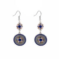 Tibetan Style Drop Earrings, silver color plated, fashion jewelry & for woman & enamel, nickel, lead & cadmium free, 67x27mm, Sold By Pair