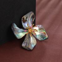 Shell Brooch Abalone Shell with Brass 18K gold plated fashion jewelry & for woman Sold By PC