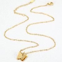 Titanstahl Halskette, Schmetterling, Modeschmuck & für Frau, goldfarben, 11mm, Länge:ca. 41-46 cm, verkauft von PC