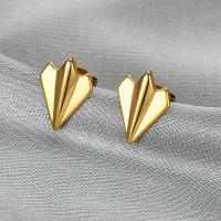 Titanium Steel  Earring, Airplane, fashion jewelry & for woman, golden, 14x14mm, Sold By Pair