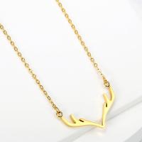 Titanium Steel Necklace with 1.97inch extender chain Antlers Vacuum Ion Plating fashion jewelry & for woman golden 27mm Length Approx 17.72 Inch Sold By PC