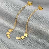 Titanium Aço Brinco, Partículas de aço, joias de moda & para mulher, dourado, 50x15mm, vendido por par