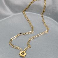 Titanium Steel Necklace, Vacuum Ion Plating, fashion jewelry & for woman, golden, Length:Approx 18.48 Inch, Sold By PC