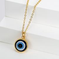 Evil Eye Jewelry Necklace, Titanium Steel, Vacuum Ion Plating, fashion jewelry & for woman, golden, 14mm, Length:Approx 45-50 cm, Sold By PC