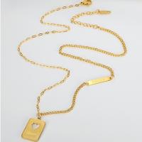 Титановые стали ожерелье, титан, ювелирные изделия моды & Женский, Золотой, 17x13mm, длина Приблизительно 43-50 см, продается PC