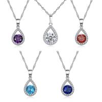 Cubic Zircon Micro Pave Brass Necklace, with 1.97inch extender chain, fashion jewelry & micro pave cubic zirconia & for woman, more colors for choice, nickel, lead & cadmium free, 12x24mm, Length:Approx 17.72 Inch, Sold By PC