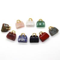 Gemstone Medálok Ékszer, Természetes kő, -val Sárgaréz, Kézitáska, arany színű aranyozott, különböző anyagok a választás & egynemű, több színt a választás, 22-23mm, Által értékesített PC