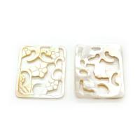 Natural Yellow Shell Pendants, Rectangle, Carved, Unisex & hollow, yellow, 38x48mm, Sold By PC