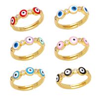 Evil Eye Jewelry Finger Ring, Brass, 18K gold plated, micro pave cubic zirconia & for woman & enamel, more colors for choice, nickel, lead & cadmium free, 5mm, Inner Diameter:Approx 17mm, Sold By PC