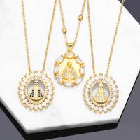 Cubic Zircon Micro Pave Brass Necklace, with Cubic Zirconia, with 5cm extender chain, Oval, 18K gold plated, different styles for choice & for woman, more colors for choice, nickel, lead & cadmium free, 20x30mm, Length:Approx 45 cm, Sold By PC
