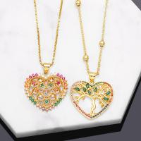 Cubic Zircon Micro Pave Brass Necklace, with 5cm extender chain, Heart, 18K gold plated, different styles for choice & micro pave cubic zirconia & for woman & hollow, more colors for choice, nickel, lead & cadmium free, 25x29mm, Length:Approx 45 cm, Sold By PC