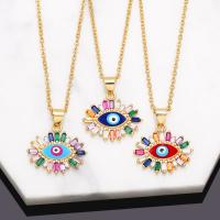 Evil Eye Jewelry Necklace Brass with 5cm extender chain 18K gold plated micro pave cubic zirconia & for woman & enamel nickel lead & cadmium free Length Approx 45 cm Sold By PC