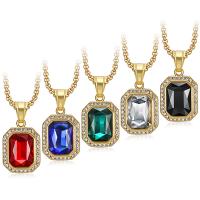 Титановые стали ожерелье, титан, ювелирные изделия моды & Женский & со стразами, Много цветов для выбора, 21x37mm, длина:Приблизительно 23.62 дюймовый, продается PC