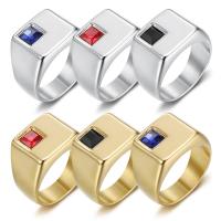 Titantium Steel δάχτυλο του δακτυλίου, Titanium Steel, διαφορετικό μέγεθος για την επιλογή & για τον άνθρωπο & με στρας, περισσότερα χρώματα για την επιλογή, 14mm, Sold Με PC