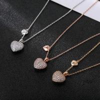 Cubic Zircon Micro Pave Brass Necklace, with 1.97inch extender chain, Heart, micro pave cubic zirconia & for woman, more colors for choice, nickel, lead & cadmium free, Length:Approx 17.72 Inch, Sold By PC