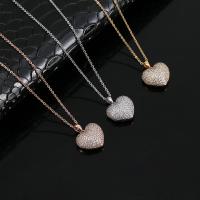 Cubic Zircon Micro Pave Brass Necklace, with 1.97inch extender chain, Heart, plated, fashion jewelry & micro pave cubic zirconia & for woman, more colors for choice, nickel, lead & cadmium free, 18x15mm, Length:Approx 15.75 Inch, Sold By PC