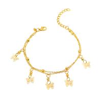 Zinc Alloy Anklet with 1.97inch extender chain Butterfly Double Layer & fashion jewelry & for woman golden nickel lead & cadmium free Length Approx 7.87 Inch Sold By PC