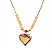 Titanium Steel Necklace, with 1.97inch extender chain, Heart, 18K gold plated, fashion jewelry & for woman, golden, Length:Approx 17.72 Inch, Sold By PC