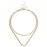 Multi Layer Necklace, 304 Stainless Steel, with 1.97inch extender chain, Double Layer & fashion jewelry & for woman, more colors for choice, 6mm,4mm, Length:Approx 17.72 Inch, Approx 15.75 Inch, Sold By PC
