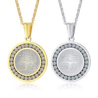 Stainless Steel Jewelry Necklace 304 Stainless Steel fashion jewelry & micro pave cubic zirconia & for man 25mm Length Approx 23.62 Inch Sold By PC