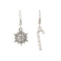 Asymmetric Earrings Zinc Alloy Snowflake gold color plated vintage & Christmas Design & for woman silver color nickel lead & cadmium free Sold By Pair