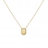 Titanstahl Halskette, mit Opal, mit Verlängerungskettchen von 5cm, Quadrat, Modeschmuck & für Frau, keine, 18.50x14.20mm, Länge:50 cm, verkauft von PC