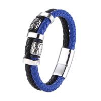 PU Leather Cord Bracelets Microfiber PU with 316 Stainless Steel fashion jewelry & Unisex 12mm Sold By PC
