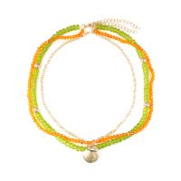 Mode-Multi-Layer-Halskette, Kristall, mit Zinklegierung, mit Verlängerungskettchen von 7cm, goldfarben plattiert, mehrschichtig & für Frau, Länge:41 cm, 46 cm, verkauft von PC