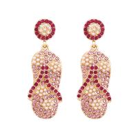Rhinestone Earring Zinc Alloy with Plastic Pearl Shoes gold color plated for woman & with rhinestone nickel lead & cadmium free Sold By Pair